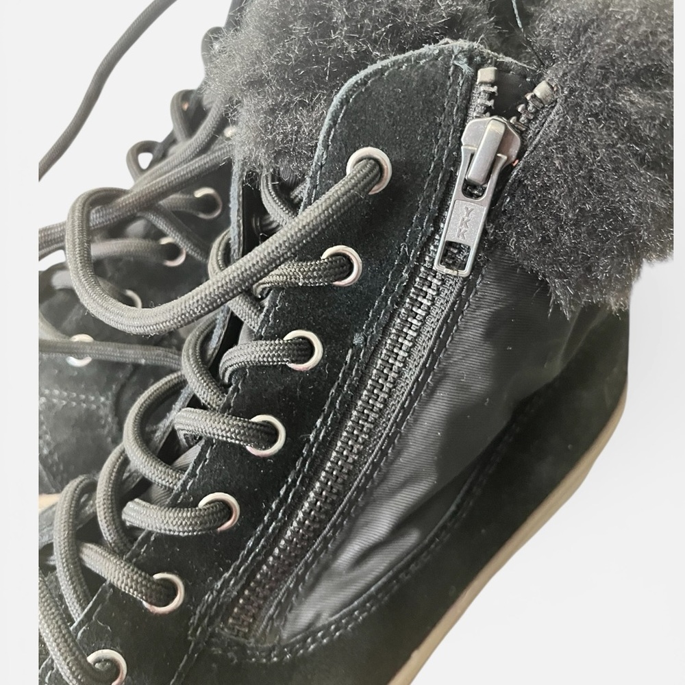 Cougar Black Ankle Boots with Fur Trim - Picture 6 of 10
